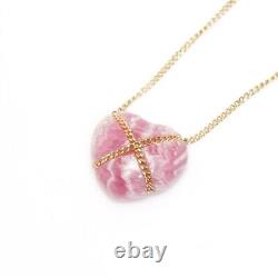 Tiffany & Co. Pink Rhodochrosite 14k Yellow Gold Pendant Necklace withBox Pouch