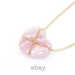 Tiffany & Co. Pink Rhodochrosite 14k Yellow Gold Pendant Necklace withBox Pouch