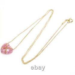 Tiffany & Co. Pink Rhodochrosite 14k Yellow Gold Pendant Necklace withBox Pouch