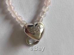Tiffany & Co Rare Sterling Silver Heart Door Knocker Rose/Pink Quartz Necklace