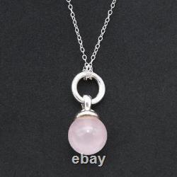 Tiffany&Co. Rose Quartz Ball Silver Pendant Top Pink with Chain