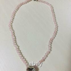 Tiffany & Co. Rose Quartz Heart Necklace Pendant Sterling Silver 925