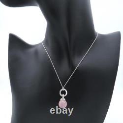 Tiffany&Co. Rose Quartz Natural Stone Necklace Pendant Silver 925 natural stone