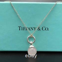 Tiffany & Co. Rose Quartz Pink Stone Sterling Silver Necklace Pendant Accessory