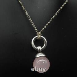 Tiffany & Co. Rose Quartz Pink Stone Sterling Silver Necklace Pendant Accessory
