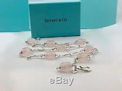 Tiffany & Co. Silver Pink Rose Quartz Gem Twirl Necklace Pendant 18.5L 18612A