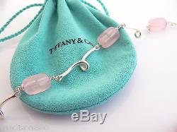 Tiffany & Co Silver Pink Rose Quartz Twirl Necklace Pendant Charm Chain Rare