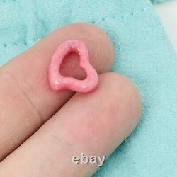 Tiffany Pink Rhodonite Open Heart Carved Stone Pendant Charm by Elsa Peretti