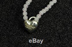 Tiffany & co. Silver Heart Door Nnocker Pendant with 14.96 Rose Quartz Necklace