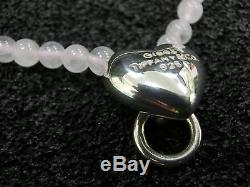 Tiffany & co. Silver Heart Door Nnocker Pendant with 14.96 Rose Quartz Necklace