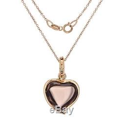 Tirisi Moda 18k Rose Gold Smoky Quartz Heart Pendant Necklace
