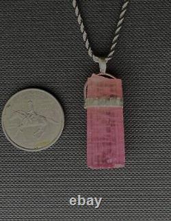 Tourmaline hot pink rubellite natural raw crystal jewelry pendant necklace