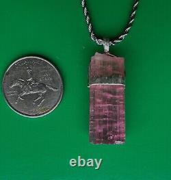 Tourmaline hot pink rubellite natural raw crystal jewelry pendant necklace