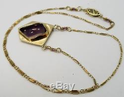 UNIQUE 14K GOLD 19 Chain Necklace Star Rose Quartz & Charoite Pendant SET