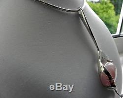 UNIQUE STUDIO 46g sterling silver 925 rose quartz pendant choker collar necklace