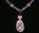 Unenhanced Lavender Amethyst Necklace, Carved Vintage Rose Quartz Pendant