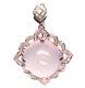 Unheated 27 X 27 mm. Rose-Quartz & Pink Sapphire Brooch Silver 925 Sterling