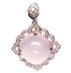 Unheated 27 X 27 mm. Rose-Quartz & Pink Sapphire Brooch Silver 925 Sterling