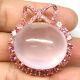 Unheated Rose Quartz, Tourmaline & Sapphire Pendant/Brooch 925 Sterling Silver