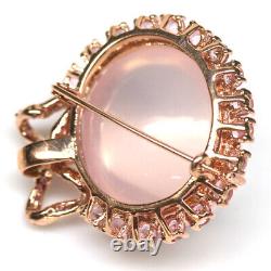 Unheated Rose Quartz, Tourmaline & Sapphire Pendant/Brooch 925 Sterling Silver