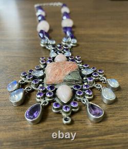 Unique Nicky Butler Sterling Silver 925 Multi Stone Amethyst Pendant Necklace