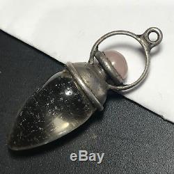 Urn Shape Silver Rose Quartz Rock Crystal Pools Of Light Pendant for Necklace