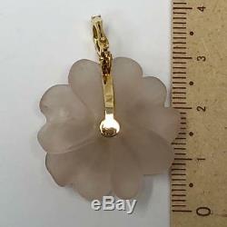 Used k18YG AU750 18 gold diamond rose quartz pendant