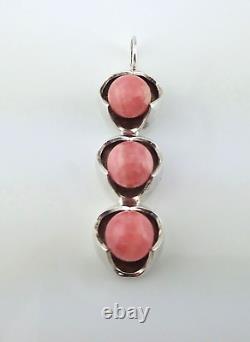 VINTAGE RHODOCHROSITE & SILVER PENDANT c1970s KULTASEPPA SALOVAARA FINLAND 9.5g