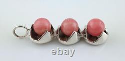 VINTAGE RHODOCHROSITE & SILVER PENDANT c1970s KULTASEPPA SALOVAARA FINLAND 9.5g