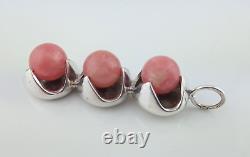 VINTAGE RHODOCHROSITE & SILVER PENDANT c1970s KULTASEPPA SALOVAARA FINLAND 9.5g