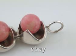 VINTAGE RHODOCHROSITE & SILVER PENDANT c1970s KULTASEPPA SALOVAARA FINLAND 9.5g