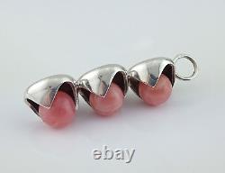 VINTAGE RHODOCHROSITE & SILVER PENDANT c1970s KULTASEPPA SALOVAARA FINLAND 9.5g