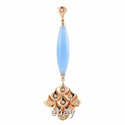 Valente Milano 18K Rose Gold Diamond and Blue Quartz Long Fish Scale Pendant