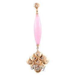 Valente Milano 18K Rose Gold Diamond and Pink Quartz Long Fish Scale Pendant