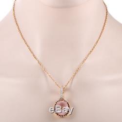Valente Milano 18K Rose Gold White Brown Diamonds Pink Quartz Pendant Necklace