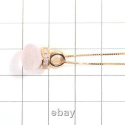 Veretta Otava K18PG Rose Quartz Diamond Pendant Necklace D0.16ct Auth free shi