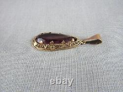 Vintage 12K rose gold amethyst hand crafted pendant large Middle Eastern 6.5 g