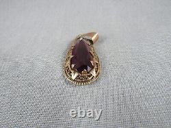 Vintage 12K rose gold amethyst hand crafted pendant large Middle Eastern 6.5 g