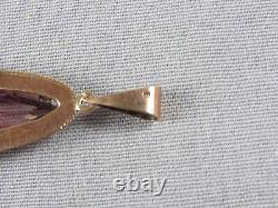 Vintage 12K rose gold amethyst hand crafted pendant large Middle Eastern 6.5 g