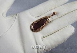 Vintage 12K rose gold amethyst hand crafted pendant large Middle Eastern 6.5 g