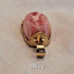 Vintage 14K Gold with Mother of Pearl & Rose Quartz Baby Shoe Charm or Pendant