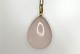 Vintage 14ct Gold Teardrop Rose Quartz Pendant 9ct Flat Curb Chain 16 Necklace