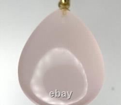 Vintage 14ct Gold Teardrop Rose Quartz Pendant 9ct Flat Curb Chain 16 Necklace