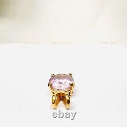 Vintage 14k Yellow Gold Faceted Oval Rose Quartz Solitaire Pendant