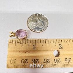 Vintage 14k Yellow Gold Faceted Oval Rose Quartz Solitaire Pendant