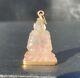 Vintage 18K Gold and Carved Rose Quartz Buddha Charm, Pendant