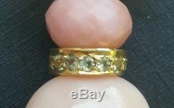 Vintage 18k Gold Peridot Rhodochrosite Rose Quartz Star Pendant/18k Gold Pendant