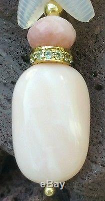 Vintage 18k Gold Peridot Rhodochrosite Rose Quartz Star Pendant/18k Gold Pendant