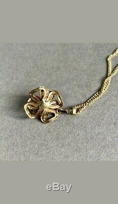 Vintage 8ct Gold 333 Curb Link 18 Chain Necklace Rose Quartz Pendant 6.85g
