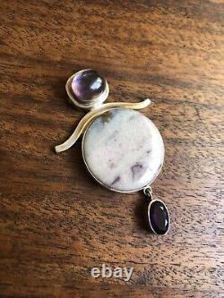 Vintage Amethyst Rose Quartz Sterling Silver Light Pink rose Pendant 925